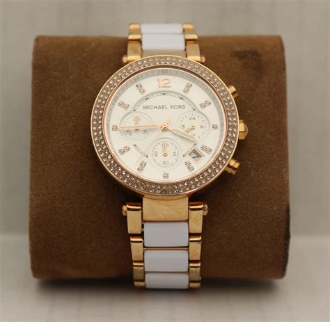 michael kors watch mk-5240|Michael Kors Women's Maren Chronograph Gold Leather Strap .